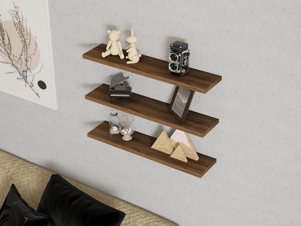 Wandregal aus Holz "Boss" - 60 x 1 x 14 cm - Walnussholz