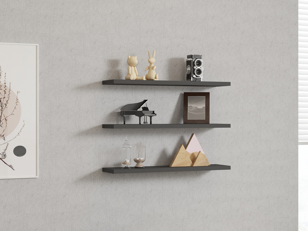 Wandregal aus Holz "Boss" - 60 x 1 x 14 cm - Anthrazit