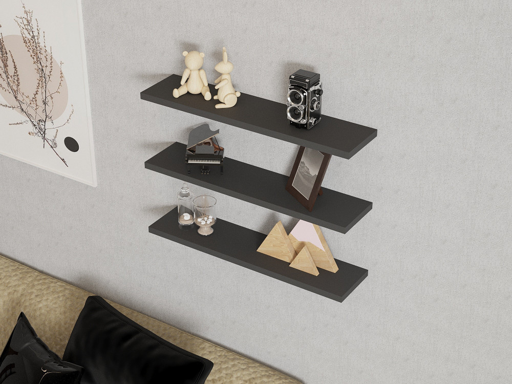 Wandregal aus Holz "Boss" - 60 x 1 x 14 cm - Anthrazit