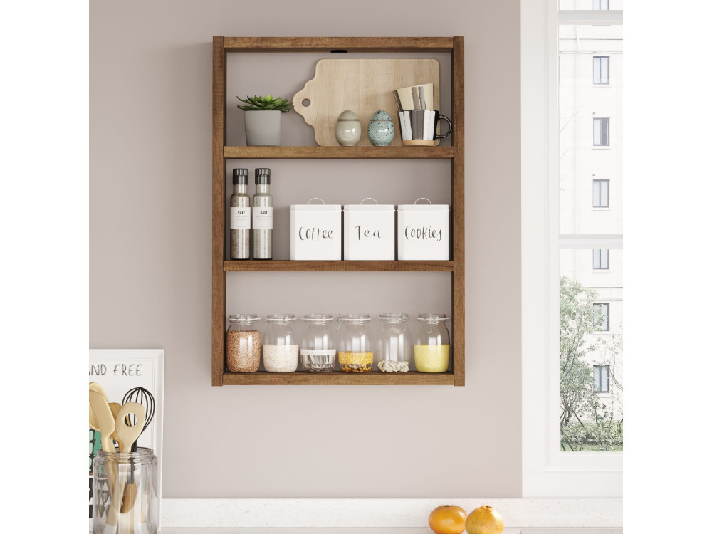 Wandregal aus Holz "PR1" - 43 x 9 x 60 cm - Walnussholz