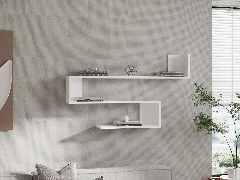 Wandregal aus Holz "Penne" - 120 x 20 x 71 cm - Weiß