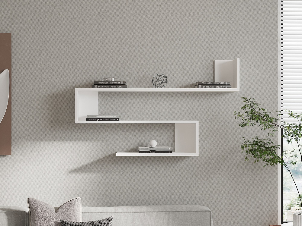 Wandregal aus Holz "Penne" - 120 x 20 x 71 cm - Weiß