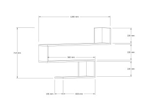 Wandregal aus Holz "Penne" - 120 x 20 x 71 cm - Eiche Saphir