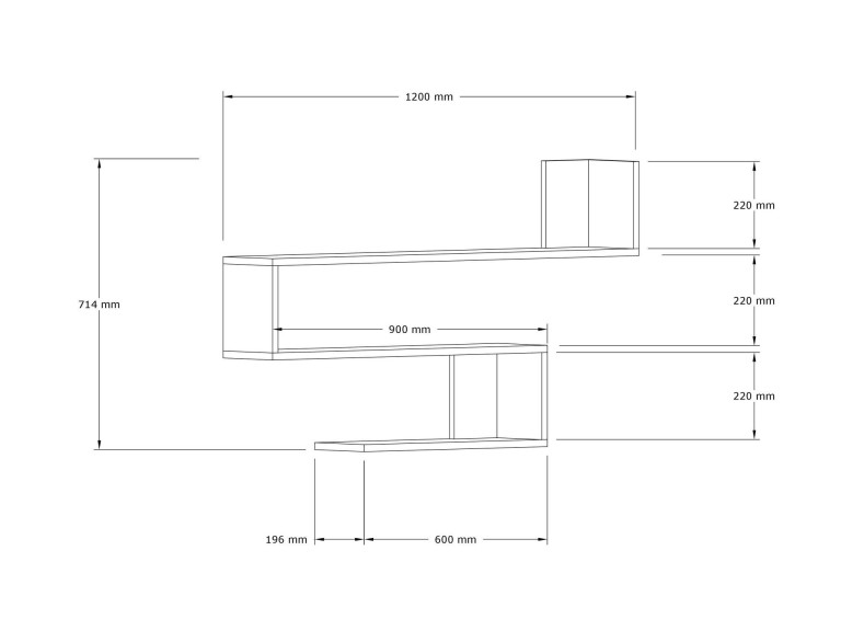Wandregal aus Holz "Penne" - 120 x 20 x 71 cm - Eiche Saphir