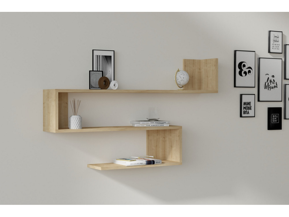 Wandregal aus Holz "Penne" - 120 x 20 x 71 cm - Eiche Saphir
