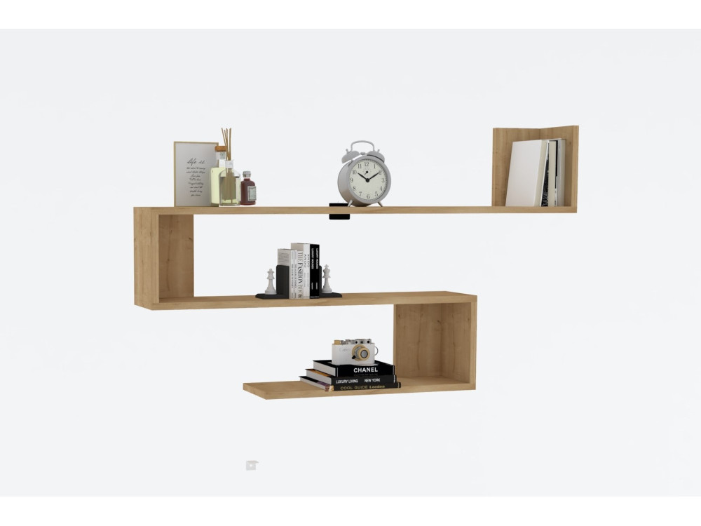 Wandregal aus Holz "Penne" - 120 x 20 x 71 cm - Eiche Saphir