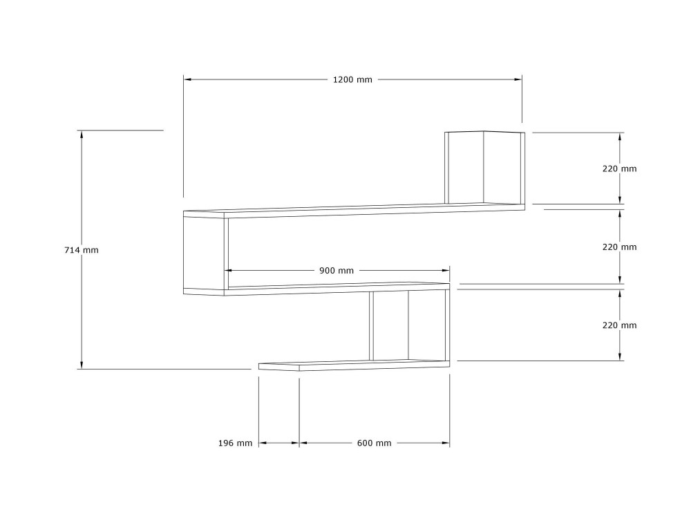Wandregal aus Holz "Penne" - 120 x 20 x 71 cm - Eiche Saphir