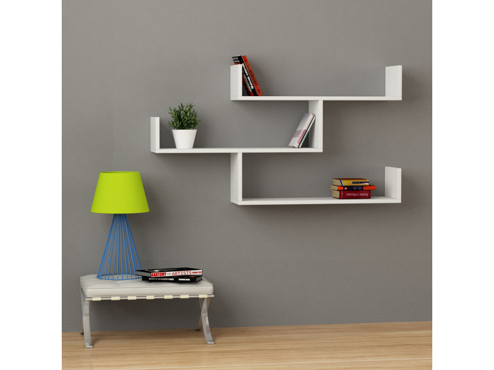 Wandregal aus Holz "Tibet" - 119 x 23 x 66 cm - Weiß