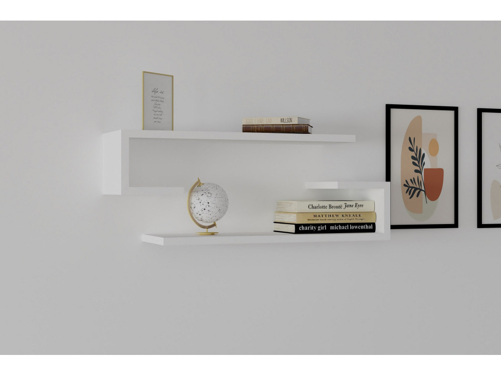 Wandregal aus Holz "Eldo" - 60 x 19 x 15 cm - Weiß