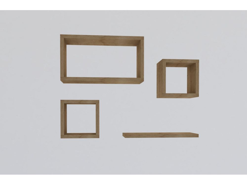 Set aus 4 Wandregalen aus Holz "Babi" - 43 x 15 x 23 cm - Beige