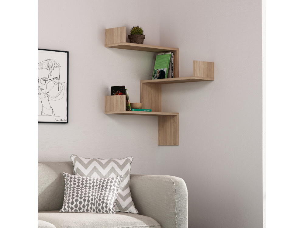 Wandregal aus Holz "Luksa" - 60 x 90 x 60 cm - Eiche