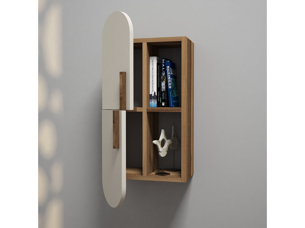 Wandregal aus Holz "Rose" - 35 x 22 x 60 cm - Walnusscreme