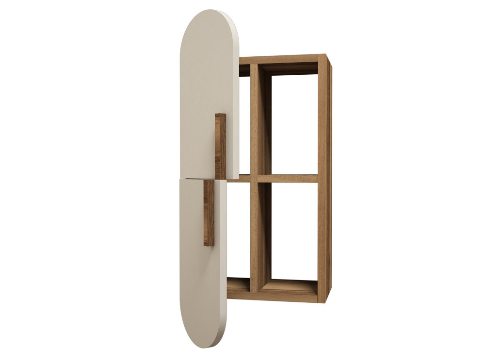Wandregal aus Holz "Rose" - 35 x 22 x 60 cm - Walnusscreme