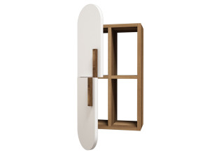 Wandregal aus Holz "Rose" - 35 x 22 x 60 cm - NussbaumWeiß