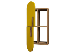 Wandregal aus Holz "Rose" - 35 x 22 x 60 cm - WalnussGelb