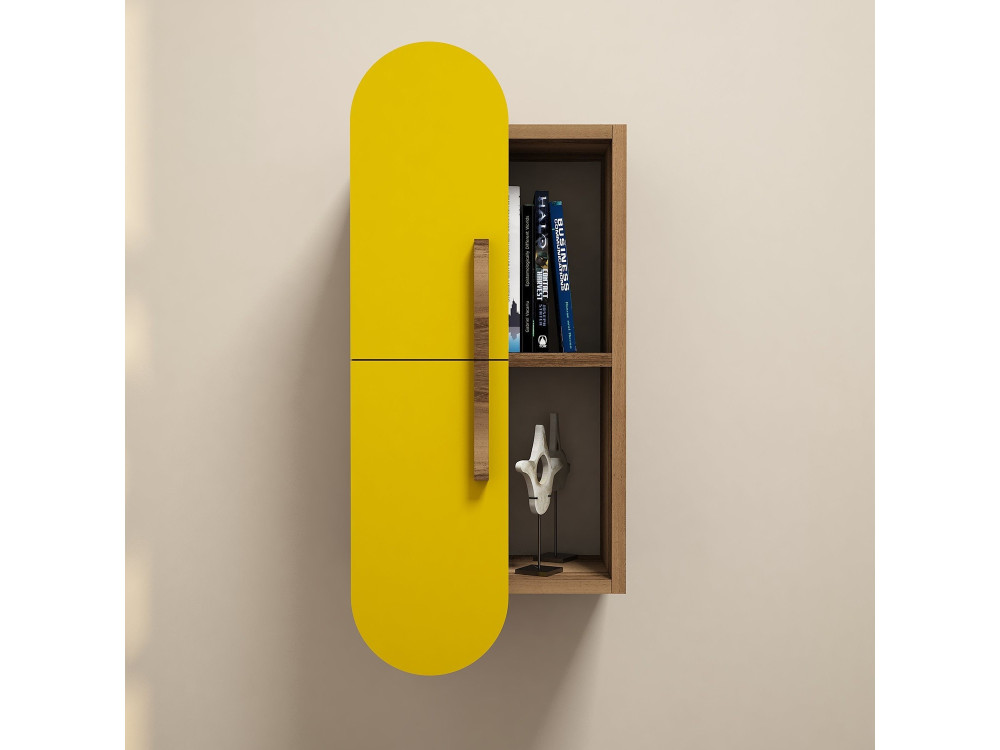 Wandregal aus Holz "Rose" - 35 x 22 x 60 cm - WalnussGelb
