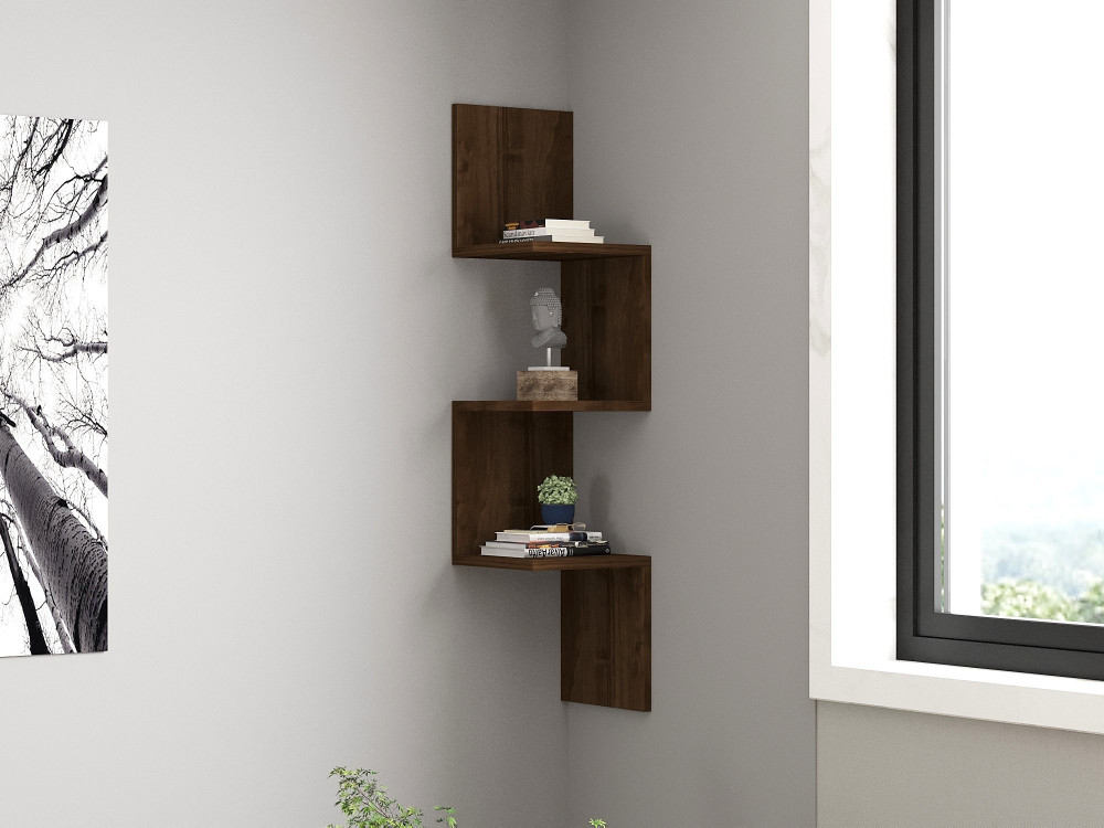 Wandregal aus Holz "Zikzak" - 25 x 25 x 105 cm - Walnussholz