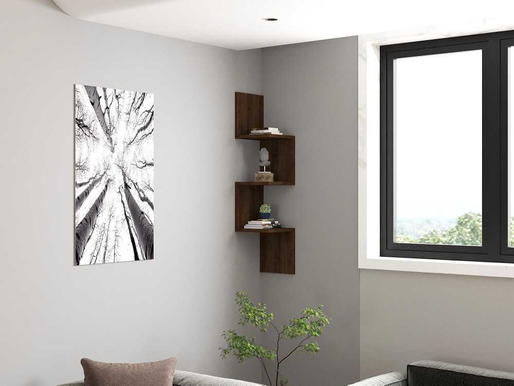 Wandregal aus Holz "Zikzak" - 25 x 25 x 105 cm - Walnussholz