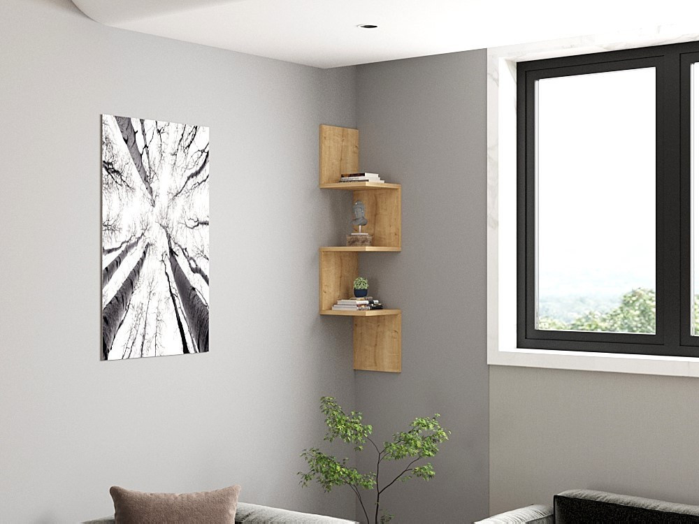 Wandregal aus Holz "Zikzak" - 25 x 25 x 105 cm - Saphir
