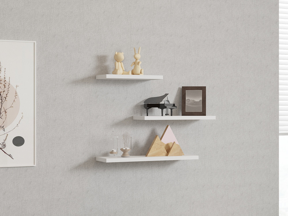 Wandregal aus Holz "Leila" - 50 x 14 x 2 cm - Weiß