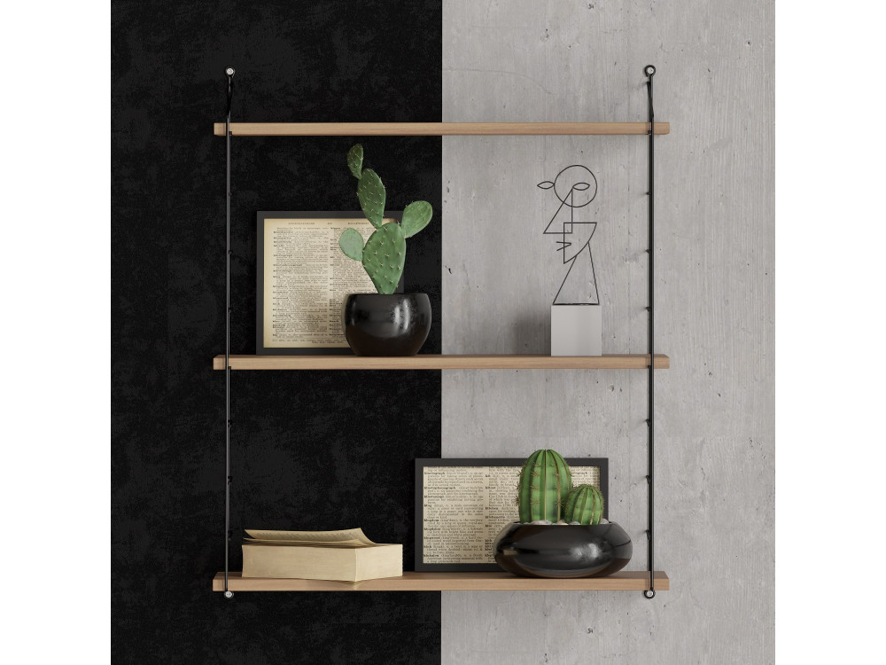 Wandregal aus Holz "Armoni" - 72 x 20 x 85 cm - Walnussholz