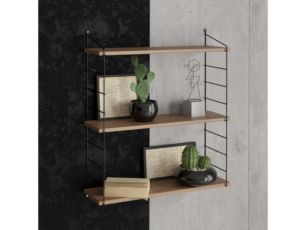 Wandregal aus Holz "Armoni" - 72 x 20 x 85 cm - Walnussholz