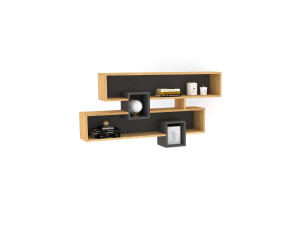 Wandregal aus Holz "Karen" - 120 x 22 x 72 cm - SaphirAnthrazit