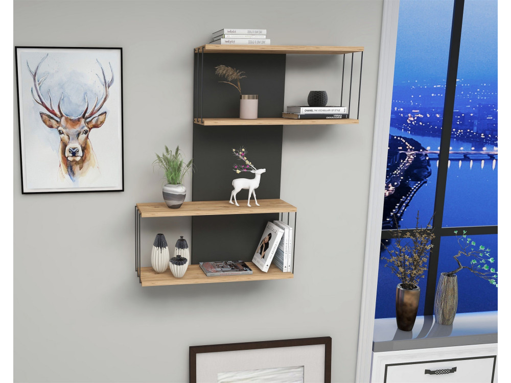 Wandregal aus Holz "Destan" - 65 x 19 x 96 cm - Braun