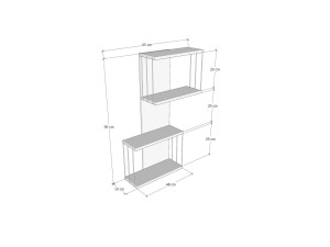 Wandregal aus Holz "Destan" - 65 x 19 x 96 cm - Weiß