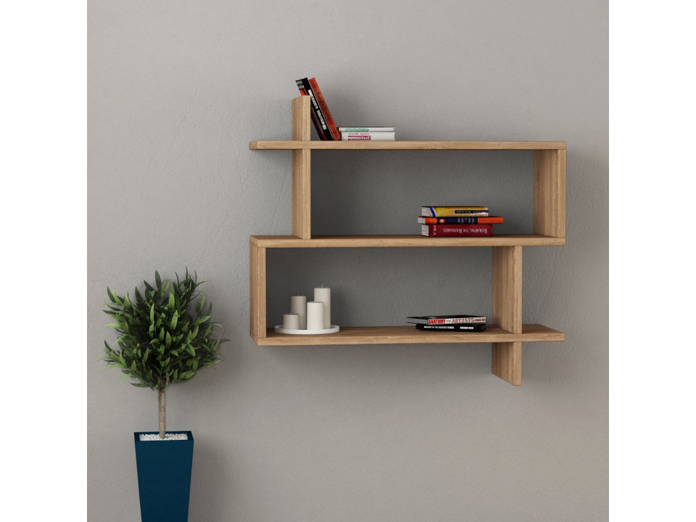 Wandregal aus Holz "Paralel" - 70 x 22 x 65 cm - Braun