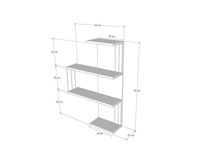 Wandregal aus Holz "Cambel" - 64 x 19 x 96 cm - Braun