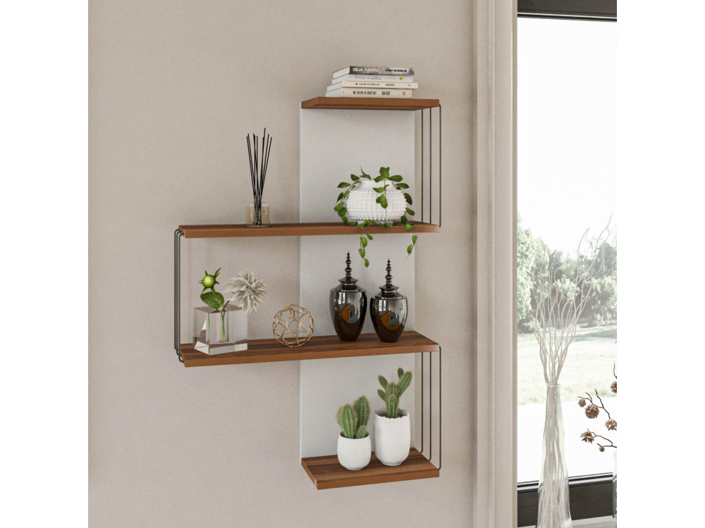 Wandregal aus Holz "Cambel" - 64 x 19 x 96 cm - Braun