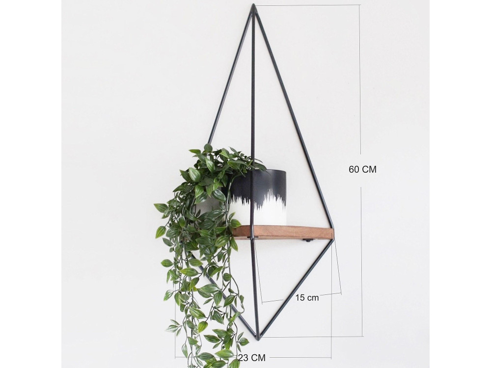 Geometrisches Wandregal aus Holz aus Holz "WR039" - 23 x 15 x 60 cm - Braun