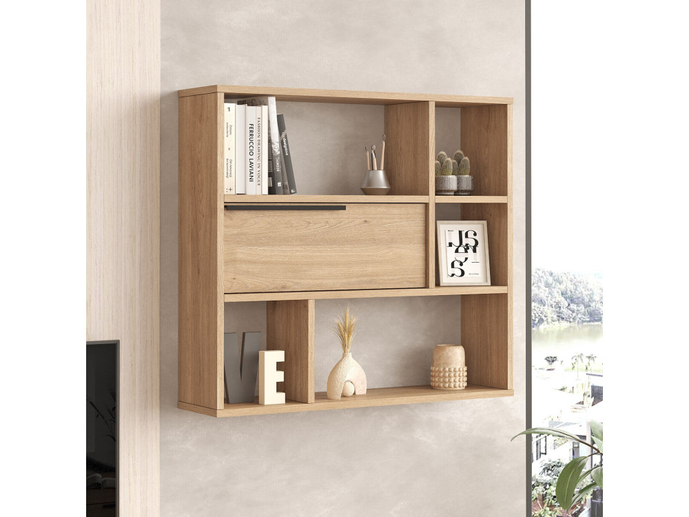 Wandregal aus Holz "Calvin" - 90 x 22 x 81 cm - Braun