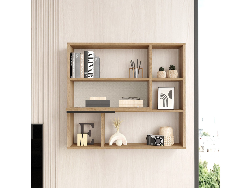 Wandregal aus Holz "Calvin" - 90 x 22 x 81 cm - Braun