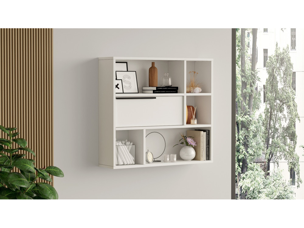 Wandregal aus Holz "Calvin" - 90 x 22 x 81 cm - Weiß