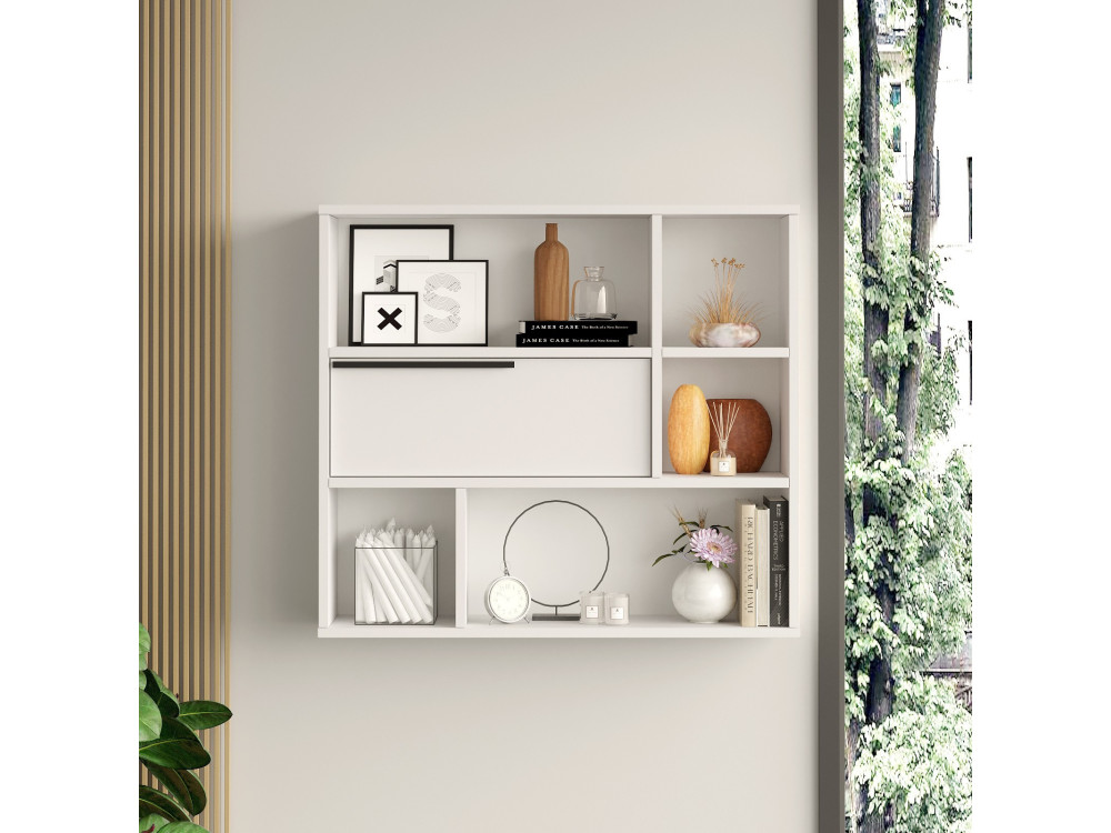 Wandregal aus Holz "Calvin" - 90 x 22 x 81 cm - Weiß