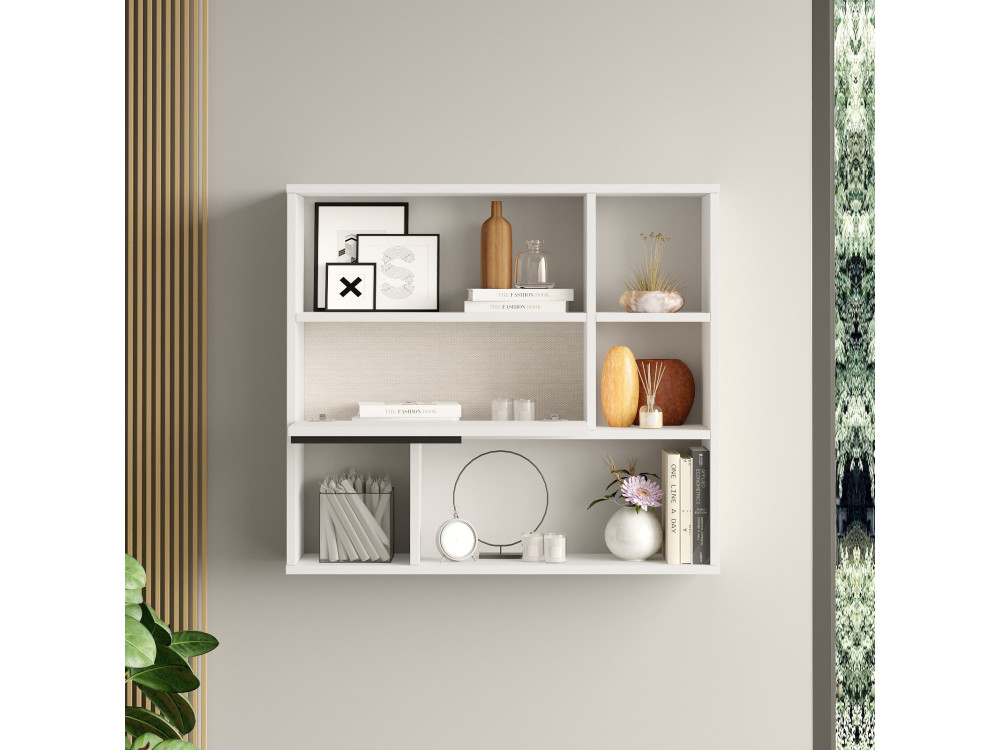Wandregal aus Holz "Calvin" - 90 x 22 x 81 cm - Weiß