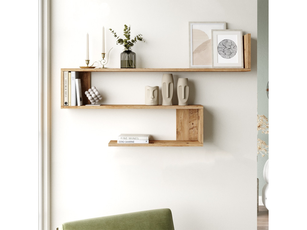 Wandregal aus Holz "Wlad" - 120 x 14 x 71 cm - Braun
