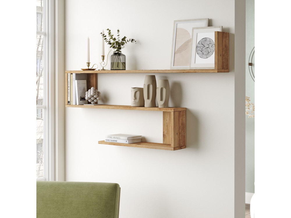 Wandregal aus Holz "Wlad" - 120 x 14 x 71 cm - Braun