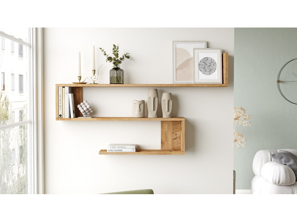 Wandregal aus Holz "Wlad" - 120 x 14 x 71 cm - Braun
