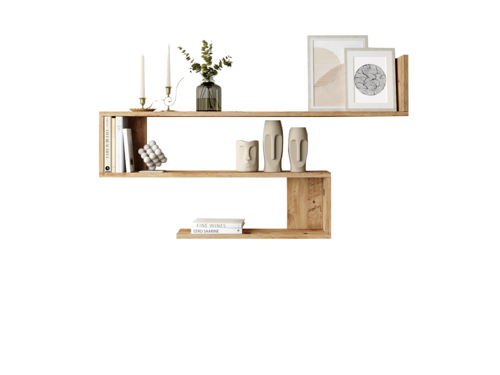 Wandregal aus Holz "Wlad" - 120 x 14 x 71 cm - Braun
