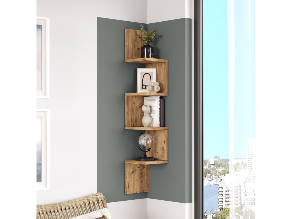 Wandregal aus Holz "Lula" - 22 x 22 x 117 cm - Braun