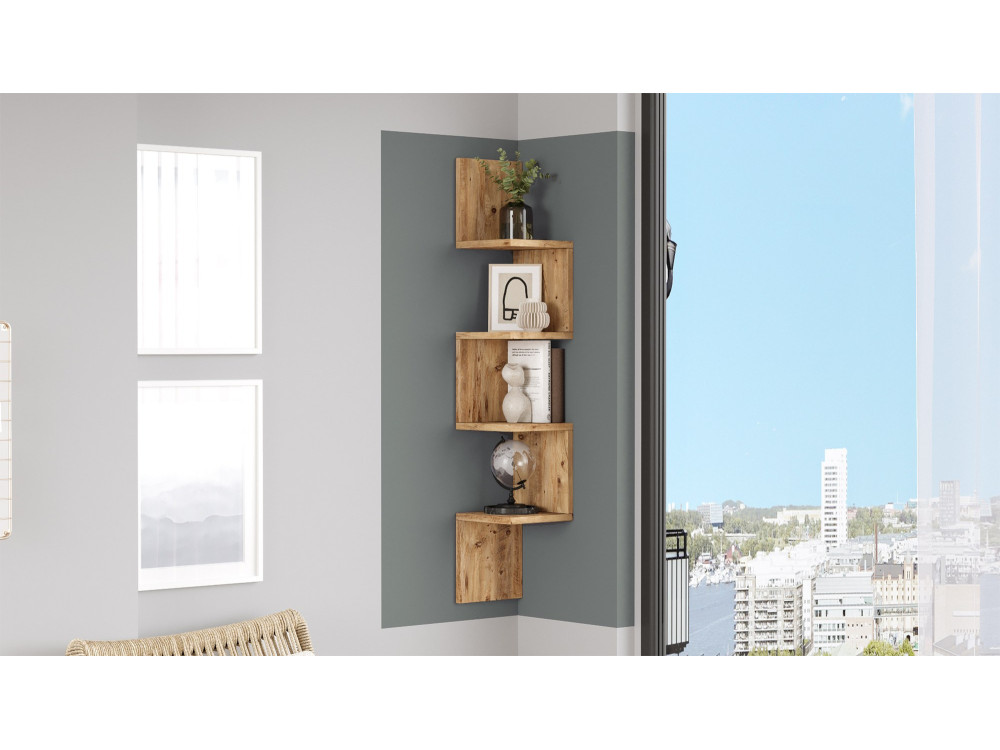 Wandregal aus Holz "Lula" - 22 x 22 x 117 cm - Braun