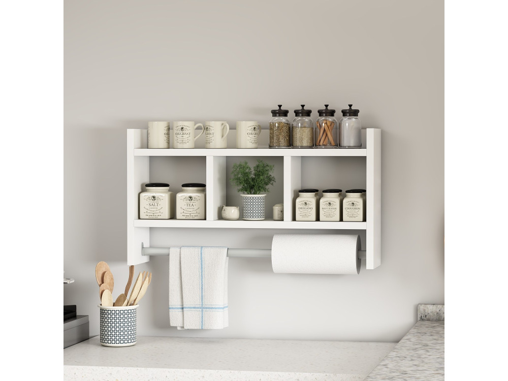 Wandregal aus Holz "Asya" - 63 x 14 x 35 cm - Weiß