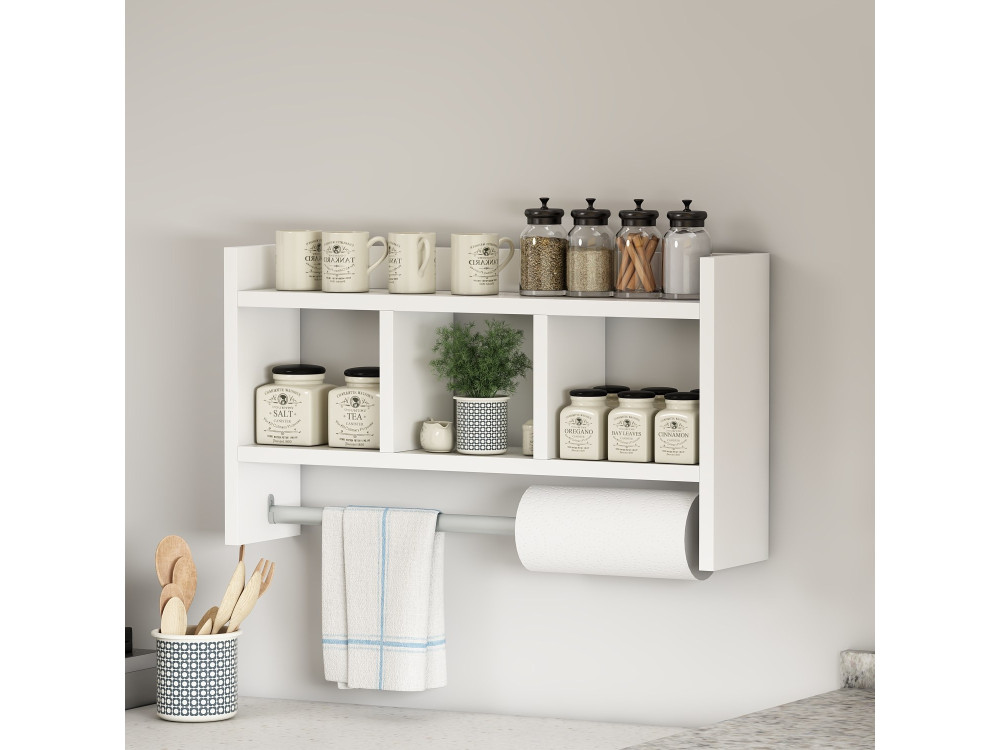 Wandregal aus Holz "Asya" - 63 x 14 x 35 cm - Weiß