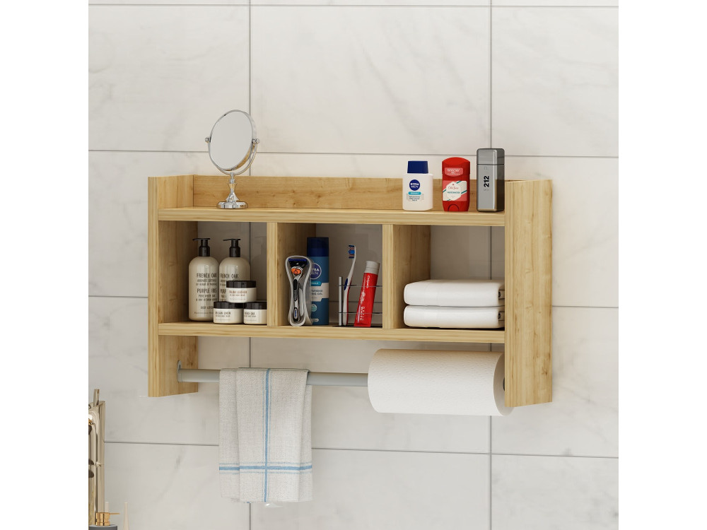Wandregal aus Holz "Asya" - 63 x 14 x 35 cm - Beige