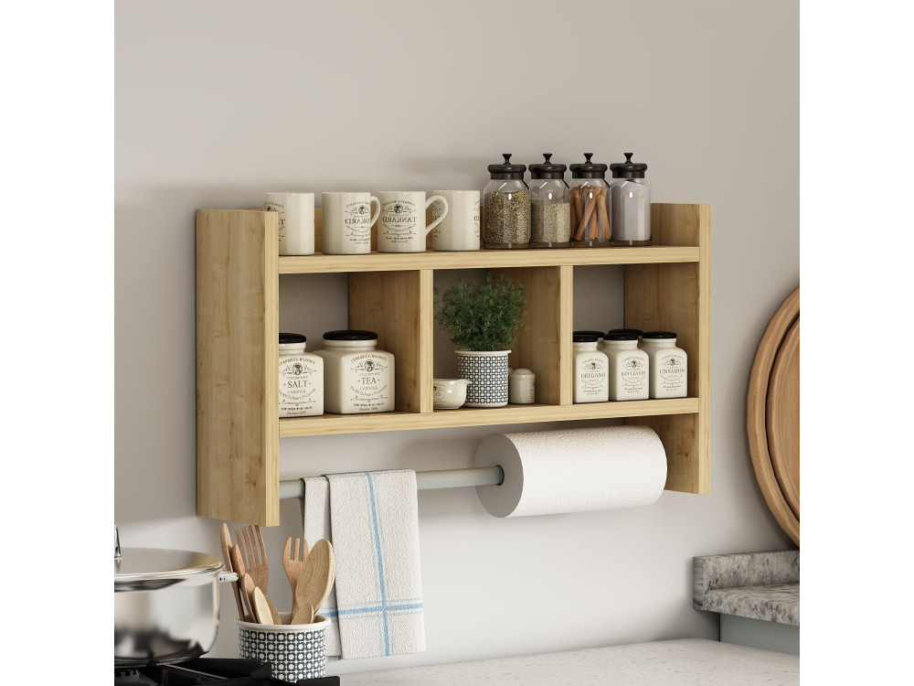 Wandregal aus Holz "Asya" - 63 x 14 x 35 cm - Beige