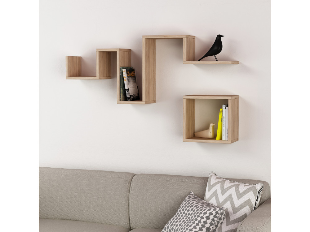 Wandregal aus Holz "Follow" - 116 x 20 x 45 cm - Braun