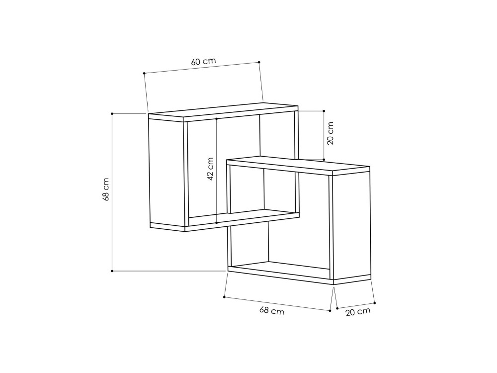 Satz von 2 Holzeckregalen "Ring" - 68 x 60 x 68 cm - Anthrazitgrau